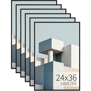 24x36 Poster Frame, Easy Slide-In Assembly, Black, 6 Packs
