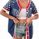 JINTING Womens USA Hip Hop Jerseys - Hipster Party Button Down 4th of July Jerseys Patriotic Shirts
