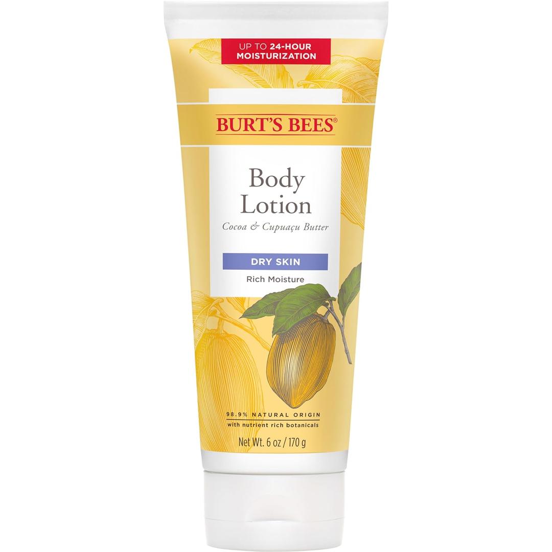 Burt's Bees Butter Body Lotion for Dry Skin with Cocoa & Cupuau, 6 Oz,Pack of 3