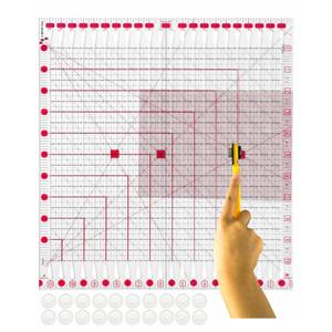 Quilting Ruler for Precise Fabric Cutting 11.5" x 10.5" Quilt Rulers Quilting Sewing Tools Slotted Rulers for Accurate Measurements and Easy Cutting Fabrics Pink