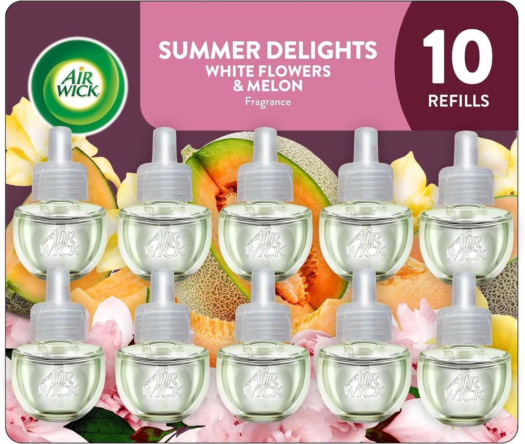 10pcs Air Wick Plug in Scented Oil Refill, 10ct, Summer Delights, Scented Oil, Air Freshener, Essential Oils, Eco Friendly