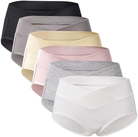 Mama Cotton Women's Under The Bump Maternity Panties Pregnancy Postpartum Maternity Underwear Multi-Pack, L