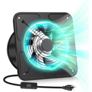 FEFE 10" Kitchen Exhaust Fan with Switch, Metal Garage Exhaust Fan with Backdraft Damper, 730CFM Wall Mounted Kitchen Vent Fan, for Attic, Greenhouse, Workshop (Modern)