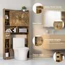 Vabches Over The Toilet Storage Cabinet, Farmhouse Storage Cabinet Over Toilet with 2 Barn Doors & Toilet Paper Holder StandHome Space-Saving Toilet Rack, for Bathroom, Restroom, Laundry.
