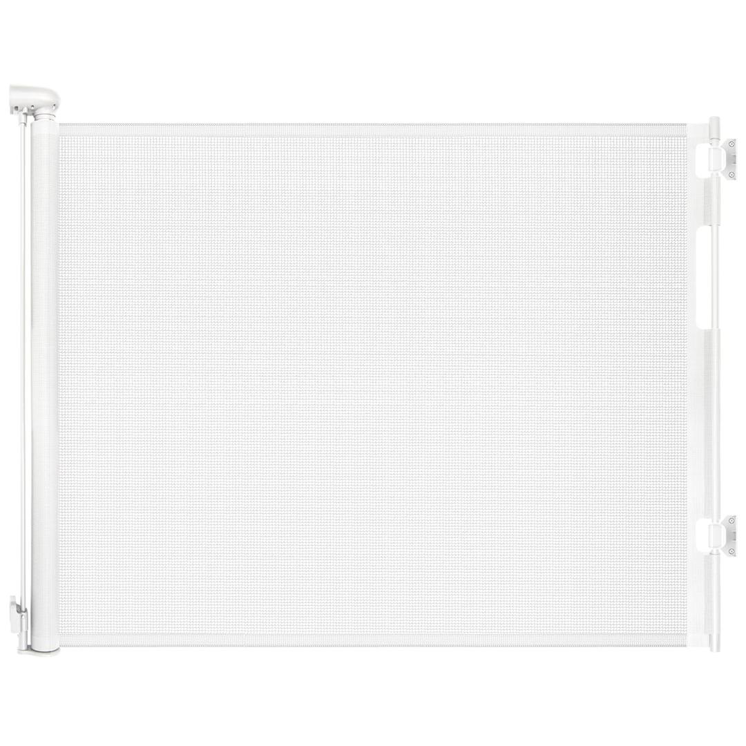 Retractable Baby Gate for Stairs and Doorways, 55" Wide x 33" Tall Mesh Dog Gate for Indoor & Outdoor Use, Safety Gate for Babies and Pets, Child Gates for Hallways, Hardware Mounted, White