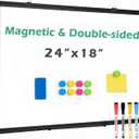Double Sided Magnetic White Board, 24"x18" Dry Erase Whiteboard for Wall with Aluminum Frame Presentation Board for School, Office and Home