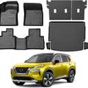KUST Floor Mats Cargo Mat Set for Nissan Rogue 2021-2025 (Not for Sport), All Weather Trunk Mat Backrest Mat Rear Cargo Liner for Rogue Accessories Rubber High Edge