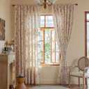 OYX Pink Boho Floral Curtains 63 Inch Long 2 panels, French Vintage Farmhouse Patterned Decor Window Drapes With Tassels, Girls Semi-Sheer Light Filtering For Bedroom Living Room (Rod Pocket, 52Wx63L)