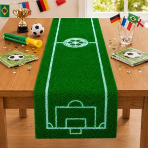 Soccer Party Decorations Table Runner - 13 x 72 Inch Artificial Grass Soccer Field Turf Runner, 1 Pack Green Soccer Table Decorations for 2026 Soccer Birthday, Game Day Watch Party Decor