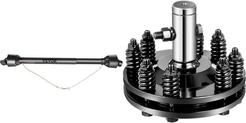 VEVOR PTO Shaft 1 3/8" PTO Drive Shaft, 6 Spline End Round End PTO Driveline Shaft, Series 4 Tractor PTO Shaft, 39"-55" Brush Hog PTO Shaft, Black PTO Shaft for Bush Hog/Finish Mower/Rotary Cutter and VEVOR Slip Clutch, 1 3/8" PTO Slip Clutch, Smooth Round Ends PTO Friction Clutch, Carburized Steel Tractor Slip Clutch, Adjustable Rotary Cutter Slip Clutch, Black Brush Hog Slip Clutch for PTO Shaft