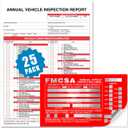 Annual Vehicle Inspection Report Form 25-pk 3-Ply Carbonless, 8.5" x 11.75" + Label Aluminum, Permanent Adhesive 6" x 3.5"
