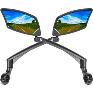 Handlebar Bike Mirror, Scratch Resistant Glass Lens, Adjustable and Rotatable Safe Rearview Bicycle Mirror (D:Silver Lens for 1PAIR)