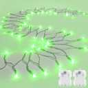 String Lights Outdoor Waterproof 9.8ft 30 LED, Green Battery Operated Halloween Lights with Timer Clear Wire for Indoor & Outdoor Christmas Halloween St.Patric Decorations Garland Party Garden, Green, 2 Packs