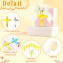 24 Pcs Baptism Acrylic Cross Tags Baptism Favors Cross with White Ribbon Gold Acrylic Cross Gift Bow Tag for Holy Water Bottles Decor, Birthday, Baby Shower, Christian Decor