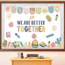 62 Pcs Boho We are Better Together Bulletin Board Decor Welcome Classroom Bulletin Board Boho Pencil Apple Cutouts Back to School Paper Cutouts Set for School Wall Decor