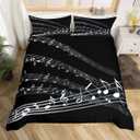 Musical Note Bedding Set Staff Pattern Comforter Cover for Kids Adult Classic Music Themed Duvet Cover Black and White Bedspread Cover Room Decor 2Pcs with 1 Pillowcase Twin Size (No Comforter)