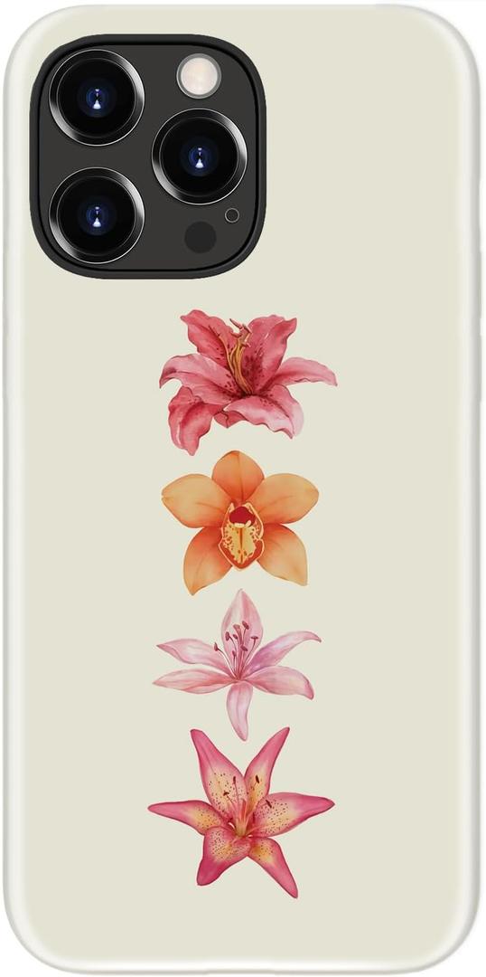 DEENAKIN for iPhone 15 Pro Max Case,Cute Floral,Trendy Preppy Y2K Designs | Compatible with Magsafe, Dual-Layer Hard Shell + Silicone, Slim Fit Phone Cover with Flower for Women Girls
