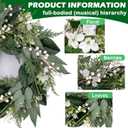 20 Inch Front Door Wreath - Faux Flower and Greenery Hanging Arrangement with Ribbon, Perfect for Easter, Spring, Summer, and Front Door Seasonal Home Decor Welcome Wreath White Berries