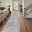 Washable Hallway Runner Rug 3x20: Non Slip Runner Rugs with Rubber Backing Soft Kitchen Rug Farmhouse Distressed Carpet Runner for Living Room Bedroom Bathroom (Blue, 3X20)