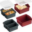 ZIP STANDING Silicone Freezer Trays with Lids, Set of 4 - with 1 Cup and 2 Cup Silicone Freezer Molds for Freezing Soups, Sauces and Individual Microwave Safe (4 Pack Grey and Red)