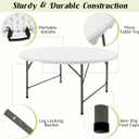 Fivenl 5 FT Round Folding Tables White Foldable Table, Fold-in-Half with Carrying Handle Portable Plastic Table for Party, Dining, Wedding, Camping, Picnic, Indoor Outdoor Events