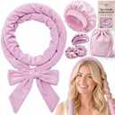 Velvet Heatless Hair Curler for Heatless Curls Overnight 63" No Heat Curls Overnight Rod with Cap, Clip & Ties, Curling Set Without Heat for Easy Hair Curling at Home, Rose Gold