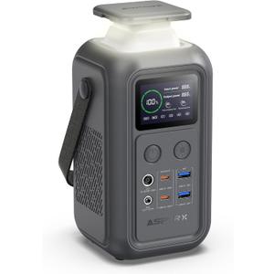 AsperX Portable Power Station (60,000mAh), Dual 140W Fast Charging (Total 200W), LiFePO4 Battery, 192Wh Power Bank Station, Generator for Home Use, Home Backup for Travel, Camping, Emergency (Gray)