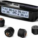 Tymate RV Tire Pressure Monitoring System - M12-3 Tire Pressure Monitor System (0-87 PSI) with Solar Charge, 5 Alarm Modes, Auto Sleep Mode, LCD Display, RV TPMS with 4 Sensors, Easy to Install