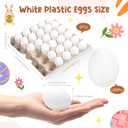 Seematn 180 Pcs White Plastic Eggs Paintable Easter Eggs with Paper Trays for DIY, Crafts, Easter Hunts Party Favors, Basket Fillers (White)