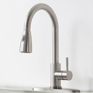 Kitchen Faucet, Kitchen Sink Faucet with Pull Down Sprayer, Stainless Steel Single Handle High Arc Pull Out Faucet for RV Laundry Utility Bar Brushed Nickel