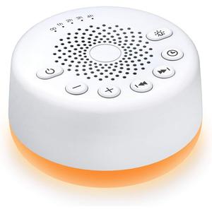 Sound Machine Easy sleep White Noise Machine with 25 Soothing Sounds and Night Lights with Memory Function 32 Levels of Volume and 5 Sleep Timer Powered by AC or USB for Sleeping Relaxation (White)