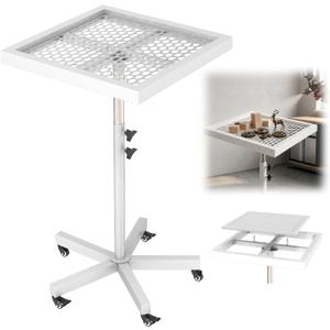 Tredre 3-in-1 Rotating Spray Paint Rack with Lockable Wheels, 27.8"–40.9" Height Adjustable Cabinet Door Painting Stand, 360° Lifting Spray Painting Table for Doors, Parts & DIY Projects, White
