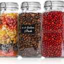 ComSaf 3-Pack 78oz Large Square Airtight Glass Jars for Bulk Food, Holds a 4lb Bag of Sugar or 5lb of Rice, Wide Mouth Canister for Flour, Coffee & Pantry Organization