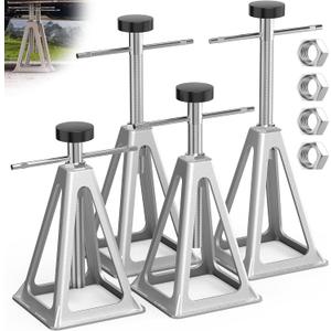 WELLUCK RV Stabilizers Jacks 4 Pack,Screw Jack Stands for RV Camper Travel Trailer Leveling,Aluminum,Single Support Up to 6000 Lbs, Adjustable from 11" to 17"