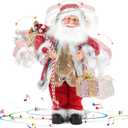 18 Inch Animated Plush Santa Figurine with Music and Movement, Collectible Red Sequin Coat Christmas Decoration, Singing Dancing Santa Claus Holiday Centerpiece Gift for Home or Store