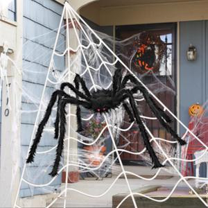 200" Halloween Spider Web + 59" Giant Spider + 20 baby spiders Decorations Fake Spiders with Triangular Huge Spiders Web for Indoor Outdoor Halloween Decorations Yard Home Parties Haunted House Dcor
