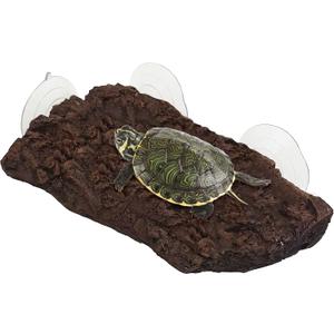kathson Artificial Bark Turtle Basking Platform Resin Reptile Basking Platform with 3 Suction Cups Tortoise Resting Terrace Reptiles Dock Aquarium Decoration for Turtle, Gecko, Lizard (Style B)