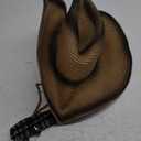 Straw Cowboy Hat for Men Women Wide Brim Western Straw Cowgirl Panama Hat Summer Beach Sun Cap Sombrero Travel (One Size, Coffee & Black)