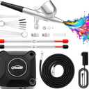 Oasser Airbrush Kit with Compressor, Dual Action 10.5L/min Auto Stop Airbrush Set, 0.2/0.3/0.5mm Nozzles 7cc Cup, 12V DC Plug-in Air Brush for Nails Makeup Model Painting Tattoo