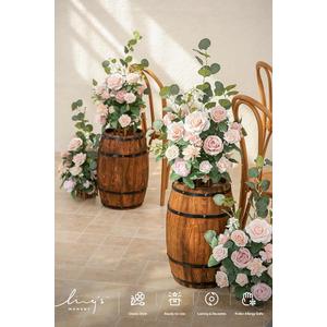 Ling's Moment 17.5" Tall Standing Artificial Flowers Arrangements 4 pcs Wedding Aisle Runner Chair Decorations Blush & Pink Centerpieces for Ceremony Reception Rose Floral Party Outdoor (Pk-growing Blush)