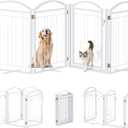 Metal Freestanding Dog Gate,Outdoor Indoor Dog Fence
80”Extra Wide Foldable Puppy Gate for Stair,Yard,Hallways,with Cat Door,4 Panels,White
