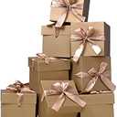 GP SUP 10 Pcs Squared Boxes with Lids & Ribbons,Gold Box for Birthdays,Gift Boxes for Christmas(Gold, 6”×6”×6”)