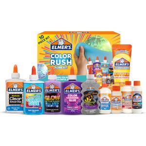 Elmer's Color Rush Slime Kit, Includes Liquid Glue, Activator, Makes Color Changing, Glow in The Dark, Butter Slime and More, 10 Piece Set - Perfect for Parties, Gift, Activity Time