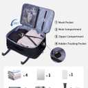 ECOHUB 17" Small Travel Backpack, United Airlines Personal Item Bag 17x10x9 with 16 Pockets, Water Resistant Rucksacks Fit 15.6" Laptop, AirTag Pocket, Lightweight Casual Daypack, 25L, Black
