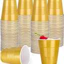 50 PCS 12 Oz Gold Disposable Plastic Cups,Party Cups for Wedding Birthday Graduation New Year Parties, Picnics Events