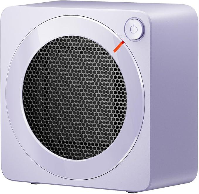 Gaiatop Mini Space Heater, Lightweight PTC Ceramic Fast Heating 500W Energy Efficient for Indoor Use, Overheating & 45° Tip-Over Protection, Portable Desk Electric Heaters for Office Home Purple