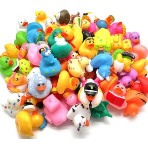 LINICE 100 Pcs Rubber Ducks, Random Assortment Ducks Bulk, Mini Rubber Duckies for Toddler Baby Bath Toys, Kids Bath Pool Toys Birthday Gifts Party Favors