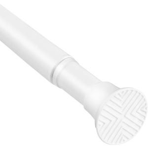 Tension Curtain Rod 23x46  Inch, White Spring Tension Curtain Rod Adjustable Expandable Curtain Rod No Drilling, Spring Loaded Curtain Rods for Windows, Bedroom, Doorway Door, Closet