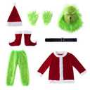 Lobllery Kids Girls Christmas Cosplay Costume Red&Green Furry Monster Hooded Santa Claus Party Outfit
