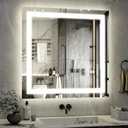 XRAMFY 40"x 40" LED Bathroom Mirror, Backlit + Front Lit, LED Bathroom Mirror with Lights for Wall, 3 Colors, Anti-Fog, Dimmable Brightness, Tempered Glass